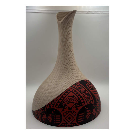 300 mL Ultrasonic Essential Oil Diffuser — Red & Black Geometric Faux Wood Design