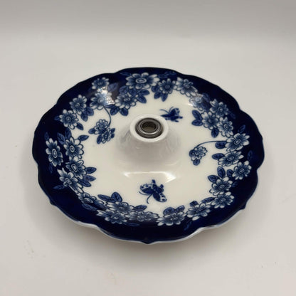 Blue & White Ceramic Umbrella Tea Strainer with Catch Dish — 2 Piece