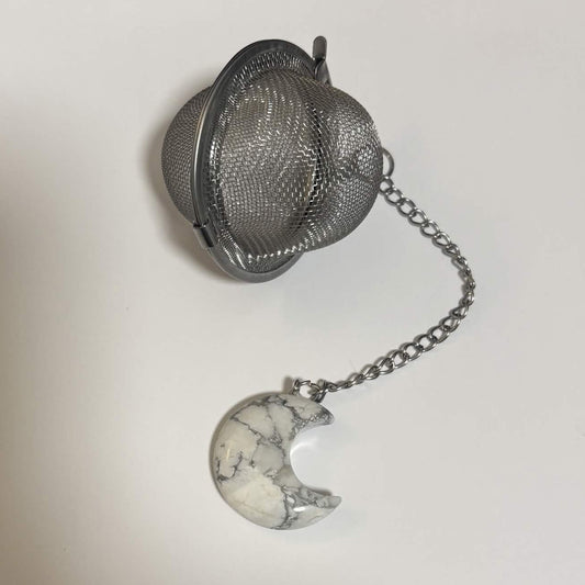 Stainless Steel Loose-Leaf Tea Infuser with Howlite Moon