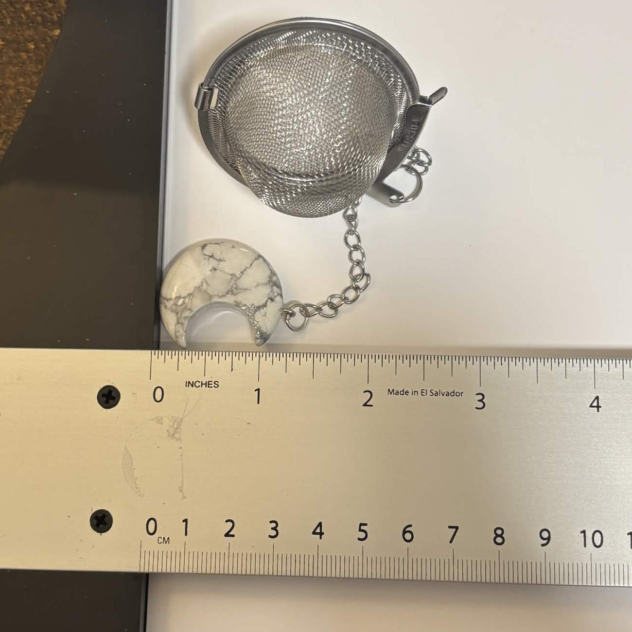 Stainless Steel Loose-Leaf Tea Infuser with Howlite Moon